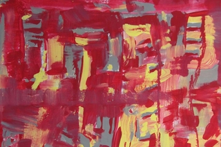 Red, yellow, and gray abstract.