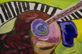 Crazy colorful guitar.